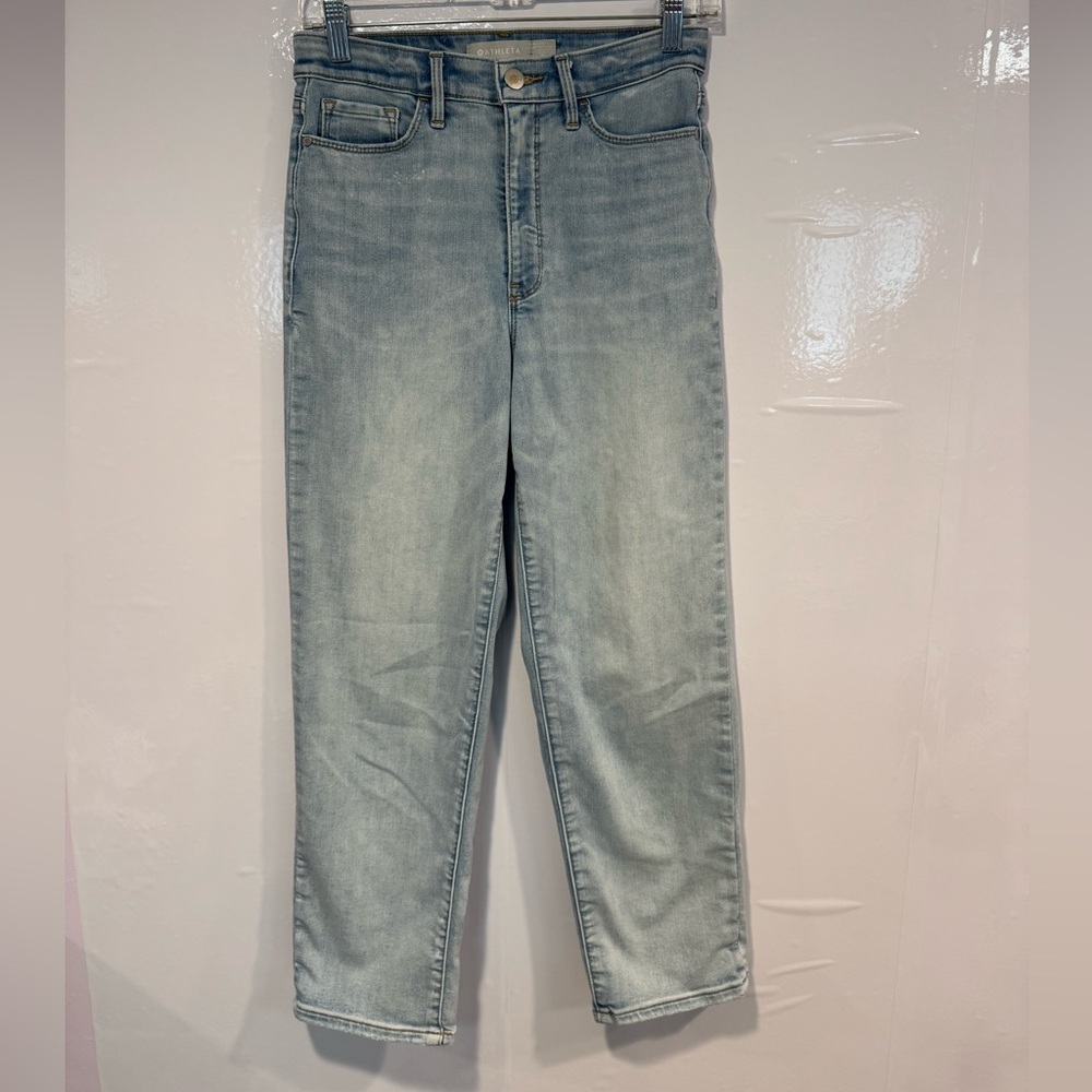 Athleta‎ High Rise Light Wash Straight Jeans